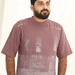 Mauve Abstract Brush Print T-Shirt
