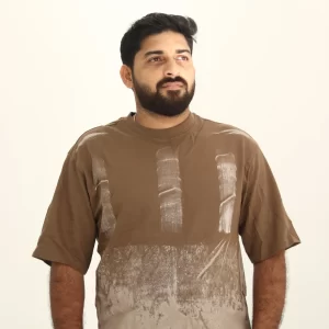 Brown Abstract Brush Print T-Shirt