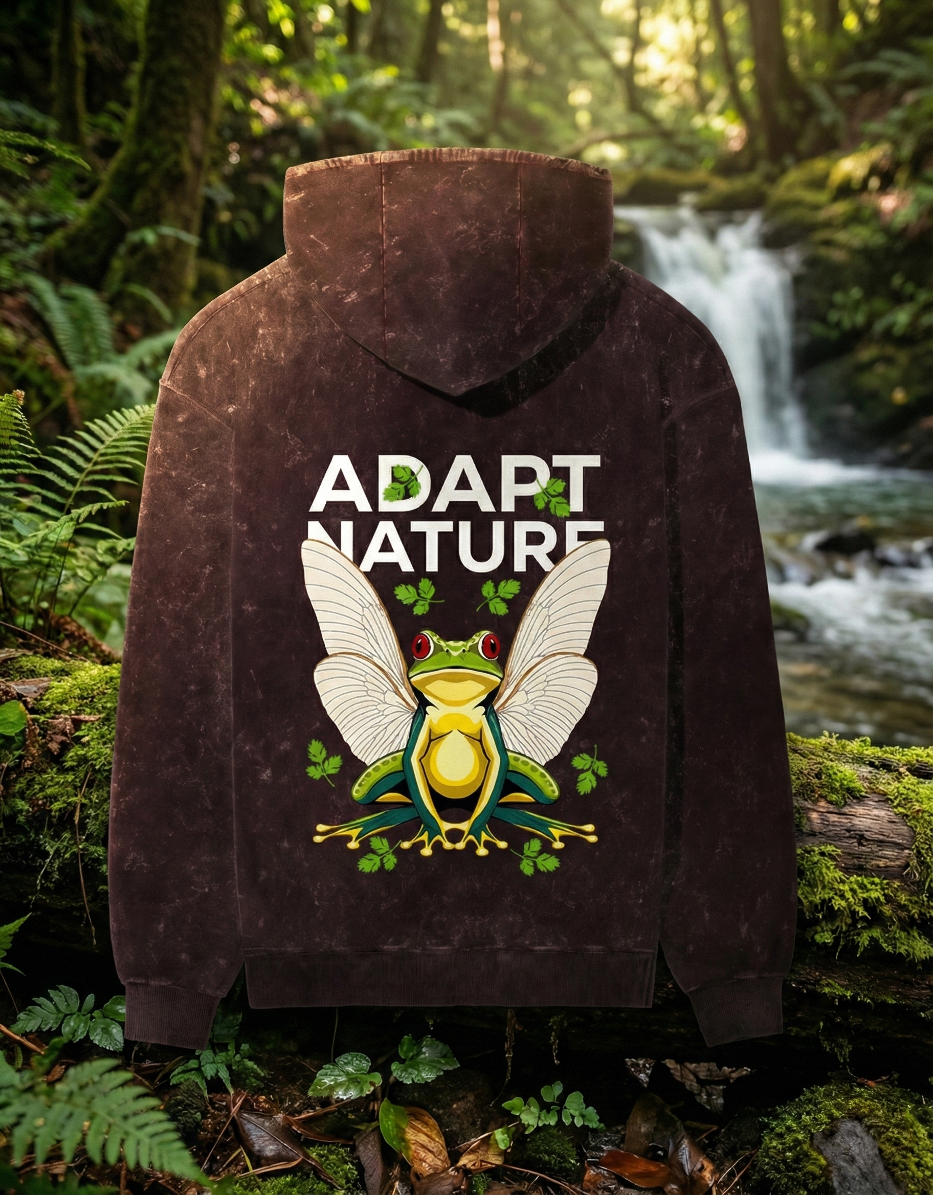 JawDrop Urban Evolution: The Winged Frog Acid Wash Hoodie