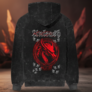 JawDrop | Dragon's Shadow - 300 GSM Acid Wash Black Hoodie