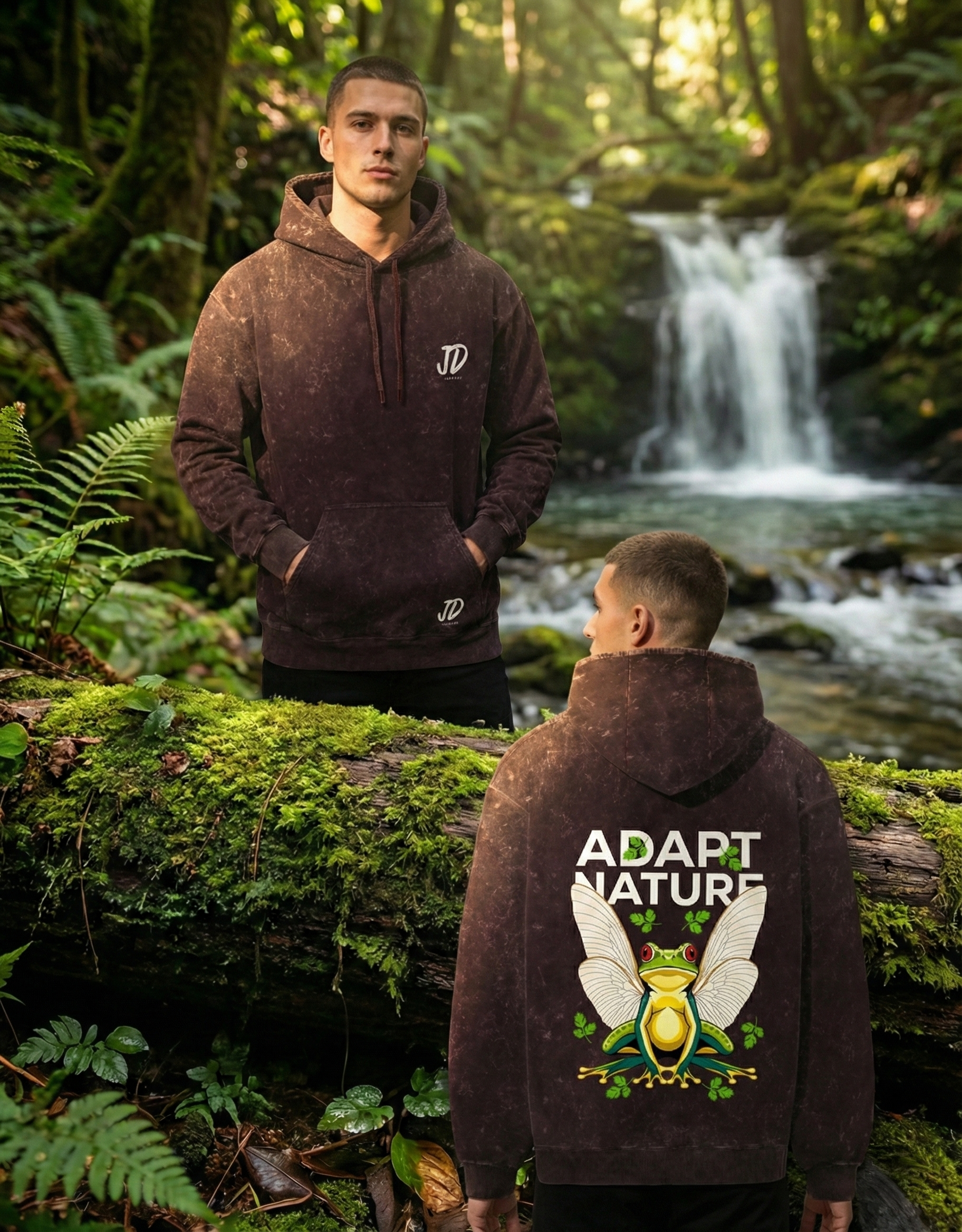 JawDrop Urban Evolution: The Winged Frog Acid Wash Hoodie - Image 3
