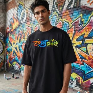 Tashan Check: The "Electric Pulse" Oversized Tee
