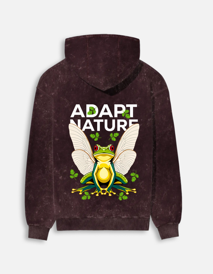 JawDrop Urban Evolution: The Winged Frog Acid Wash Hoodie - Image 5