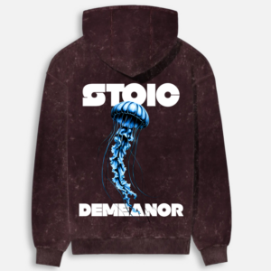 Stoic Demeanor | Heavyweight Acid Wash Hoodie - Deep Maroon